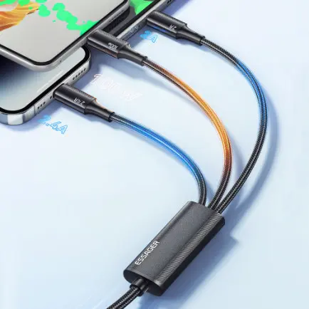 Кабель Essager Simple 3 in 1 USB - MicroUSB+USB Type-C+Lightning (M/M)