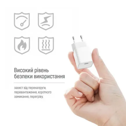 Мережевий зарядний пристрій ColorWay GaN Mini 30W PD Port PPS USB-C White (CW-CHS054PDC-WT)