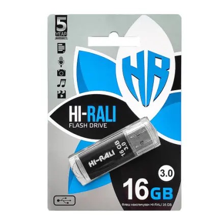 Флеш-накопитель USB3.0 16GB Hi-Rali Rocket Series Black (HI-16GB3VCBK)