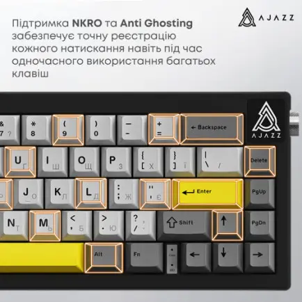 Клавіатура Ajazz AK650 Moon Yellow Switch Black USB-C (AK650-MY-GWY)