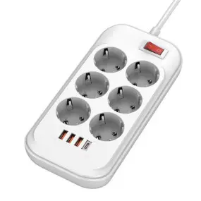 Фільтр живлення ColorWay CW-CHE64PDW 6 розеток, 4USB (Type-C PD20W + 3USB QC3.0)