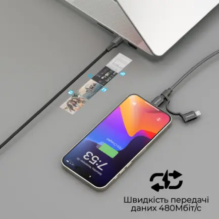 Кабель Promate USB Type-C - USB Type-C Lightning (M/M)
