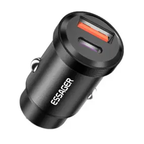Автомобильное зарядное устройство Essager Gyroscope Mini Charger USB-A + Type-C 30W Black (ECCAC-TL01)