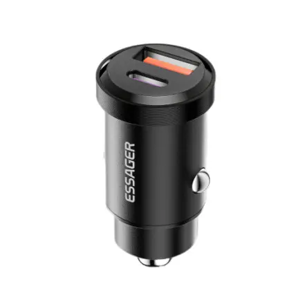 Автомобільний зарядний пристрій Essager Gyroscope Mini Charger USB-A + Type-C 30W Black (ECCAC-TL01)