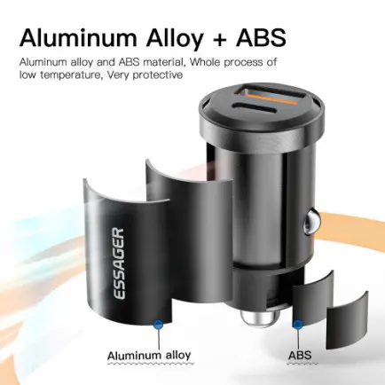 Автомобільний зарядний пристрій Essager Gyroscope Mini Charger USB-A + Type-C 30W Black (ECCAC-TL01)