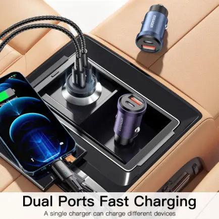 Автомобільний зарядний пристрій Essager Gyroscope Mini Charger USB-A + Type-C 30W Black (ECCAC-TL01)