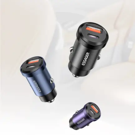 Автомобільний зарядний пристрій Essager Gyroscope Mini Charger USB-A + Type-C 30W Black (ECCAC-TL01)