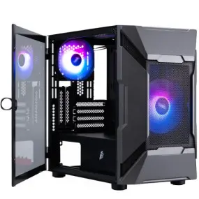 Корпус 1stPlayer D3-A-BK-1F7-14-1F7 Black без БП