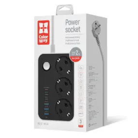 Фільтр живлення ColorWay CW-CHE36PDB 20W (3 USB-A + 3 TYPE-C)