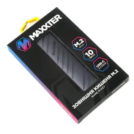 Внешний карман Maxxter M.2 NVMe PCIe, USB 3.2 Type-C, Metal, Black (EHDE-2280S-01)