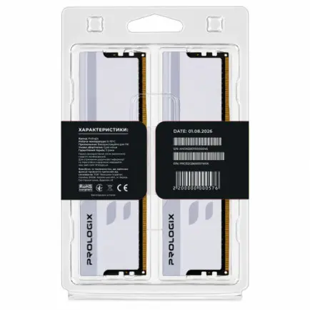 Модуль пам`ятi DDR5 2x16GB/6000 Prologix Onyx White (PRO32GB6000YW5K)
