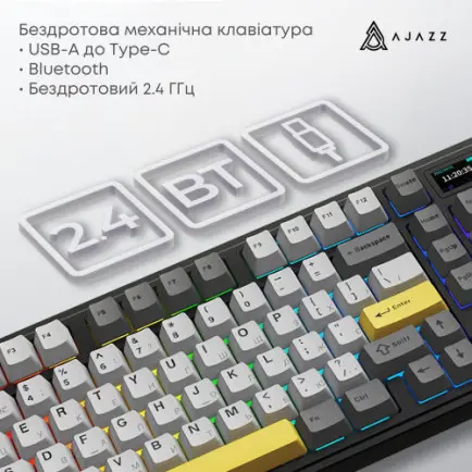 Клавиатура беспроводная Ajazz AK980 V2 Maillard Switch Black (AK980-V2-M-BGY)