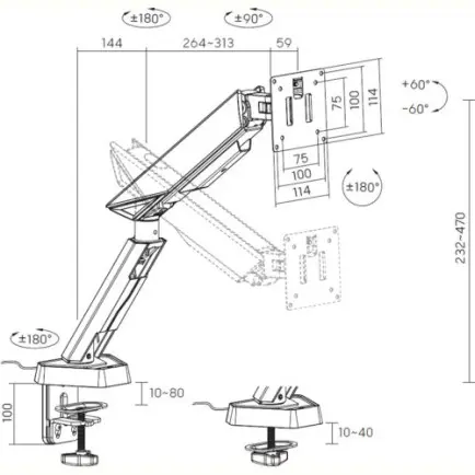 Крепление настольное для монитора GamePro 17-45" White (MAG201W)