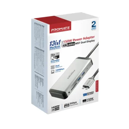 Концентратор USB Type-C Promate VersaHub 13 in 1 Grey (versahub-mst.grey)