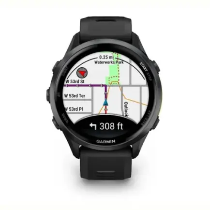 Смарт-часы Garmin Forerunner 970 Black Carbon Gray DLC Titanium with Black/Translucent Whitestone Silicone with Slate Buckle (010-02969-60)