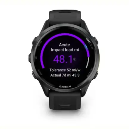 Смарт-часы Garmin Forerunner 970 Black Carbon Gray DLC Titanium with Black/Translucent Whitestone Silicone with Slate Buckle (010-02969-60)