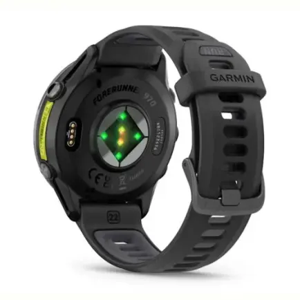 Смарт-часы Garmin Forerunner 970 Black Carbon Gray DLC Titanium with Black/Translucent Whitestone Silicone with Slate Buckle (010-02969-60)