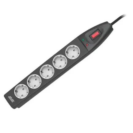 Мережевий фільтр 2E 5хSchuko, 5 м, чорний (2E-SP515M5BK)