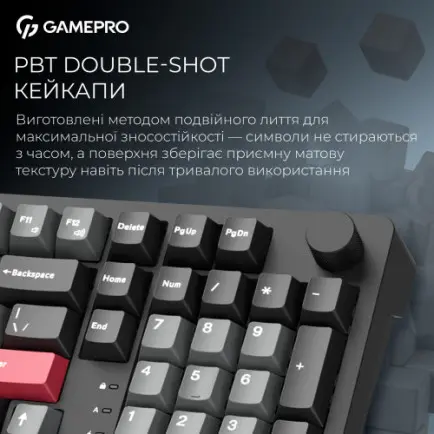 Клавіатура бездротова GamePro Asgard Drakkar Keychron Super Red Switch Black (MK305BK)