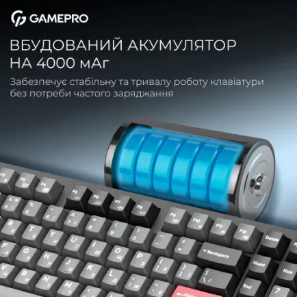 Клавіатура бездротова GamePro Asgard Drakkar Keychron Super Red Switch Black (MK305BK)