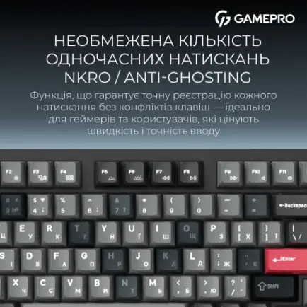 Клавіатура бездротова GamePro Asgard Drakkar Keychron Super Red Switch Black (MK305BK)