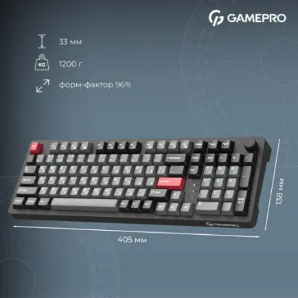 Клавіатура бездротова GamePro Asgard Drakkar Keychron Super Red Switch Black (MK305BK)