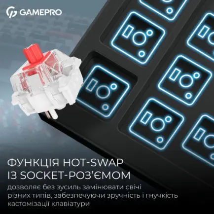 Клавіатура бездротова GamePro Asgard Drakkar Keychron Super Red Switch Black (MK305BK)