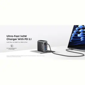 Мережевий зарядний пристрій Anker Laptop GaN Charger Black, 140W 3xUSB-C 1xUSB-A Display (B2697GZ1)
