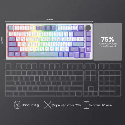 Клавиатура Ajazz AK820 Sea Salt Switch White USB-C (AK820-SS-PWB)