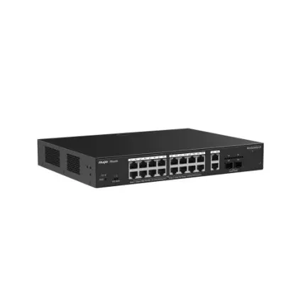 Коммутатор Ruijie Reyee RG-ES220GS-LP (16xPoE+, 2xGE/SFP Uplink, Cloud Managed, max PoE 130W, настольный, металл)