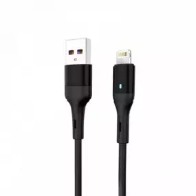 Кабель SkyDolphin S06L LED Smart Power USB - Lightning 1м, Black (USB-000554)