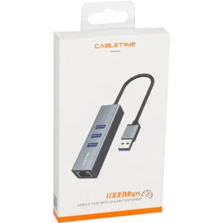 Сетевой адаптер Cabletime CA913374 (1xGE, 3xUSB3.0)
