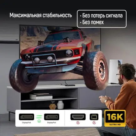 Кабель ColorWay DisplayPort-DisplayPort V2.1 16K 1.5м, Black (CW-CBDP091-BK)