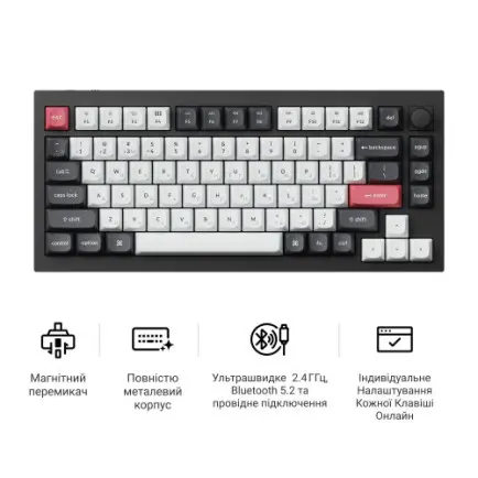 Клавіатура бездротова Keychron Q1 HE Magnetic Switch Black RGB (Q1H-M1-UA)