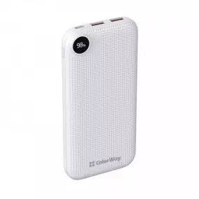 Универсальная мобильная батарея ColorWay Slim, LCD 10000mAh White (CW-PB100LPH2WT-D)