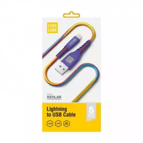 Кабель Luxe Cube Kevlar USB-Lightning, 1.2м, радужный (8886668686341)