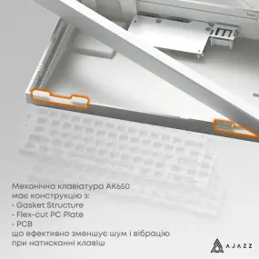 Клавиатура Ajazz AK650 Sea Salt Switch White USB-C (AK650-SS-BWB)