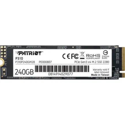 Накопитель SSD  240GB Patriot P310 M.2 2280 PCIe NVMe 3.0 x4 TLC (P310P240GM28)