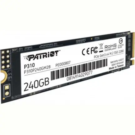 Накопитель SSD  240GB Patriot P310 M.2 2280 PCIe NVMe 3.0 x4 TLC (P310P240GM28)