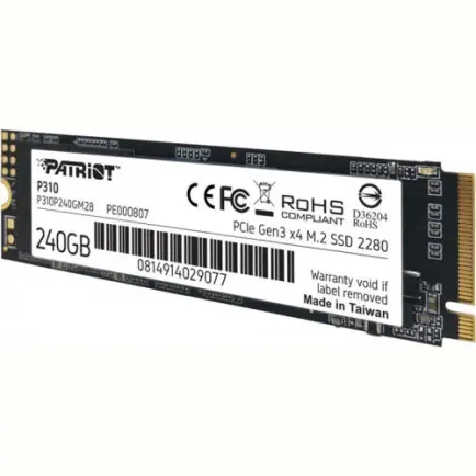 Накопитель SSD  240GB Patriot P310 M.2 2280 PCIe NVMe 3.0 x4 TLC (P310P240GM28)