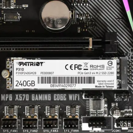 Накопитель SSD  240GB Patriot P310 M.2 2280 PCIe NVMe 3.0 x4 TLC (P310P240GM28)