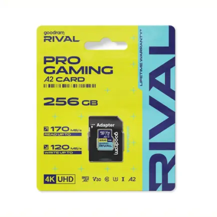 Карта памяти MicroSDXC 256GB UHS-I/U3 Class 10 Goodram RIVAL M2AA R170/W120MB/s + SD-adapter (GGSM2AA-2560R12)