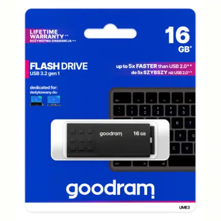 Флеш-накопитель USB3.2 16GB Goodram DRAM UME3 Black (UME3-0160K0R11)