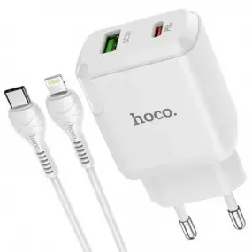 Мережевий зарядний пристрій Hoco N5 (1USB 3A QC3.0 + 1 PD Type-C)