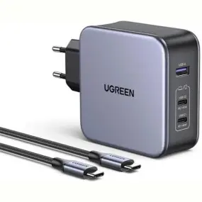 Зарядний пристрій Ugreen CD289 GaN 140W Gray + кабель Type-C 1.5 м (90549)