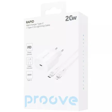 Мережевий зарядний пристрій Proove Rapid 20W White (WCRP20012102)