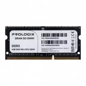 Модуль пам`ятi SO-DIMM DDR3 4GB/1600 Prologix (PRO4GB1600D3S)