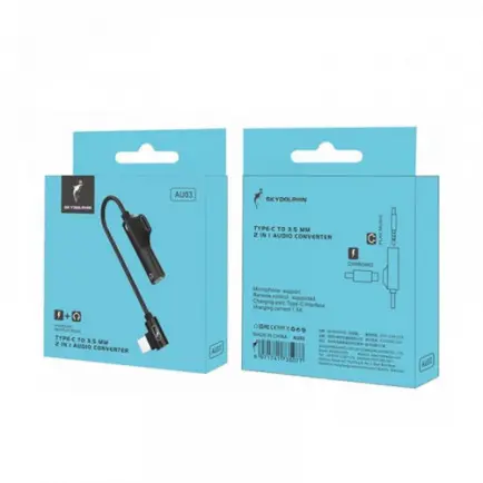 Переходник SkyDolphin AU03 Type-C - Type-C+3.5mm Black (ADPT-00027)