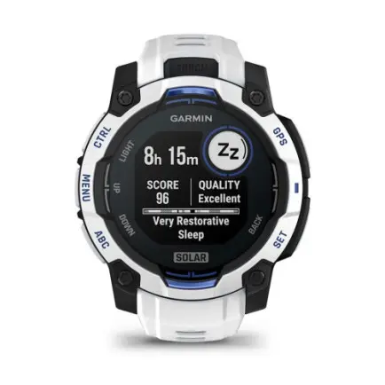 Смарт-годинник Garmin Instinct 3 45mm Solar Whitestone with Whitestone/Bolt Blue Silicone (010-02934-43)