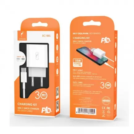 Зарядний пристрій SkyDolphin SC18EL PD2.0 (1USB-С, 3A)